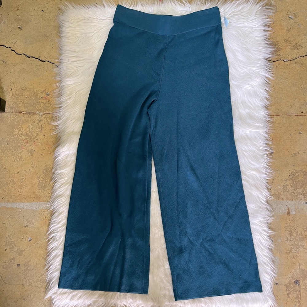 Ann Taylor Factory Wide Leg Knit Pants Blue Wide Leg Trousers
